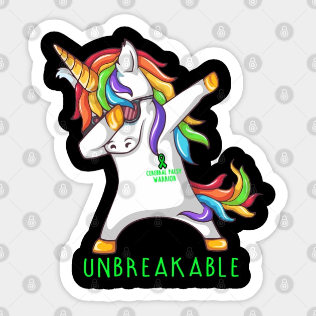 CEREBRAL PALSY Warrior Unbreakable Unicorn Dabbing Sticker by ThePassion99